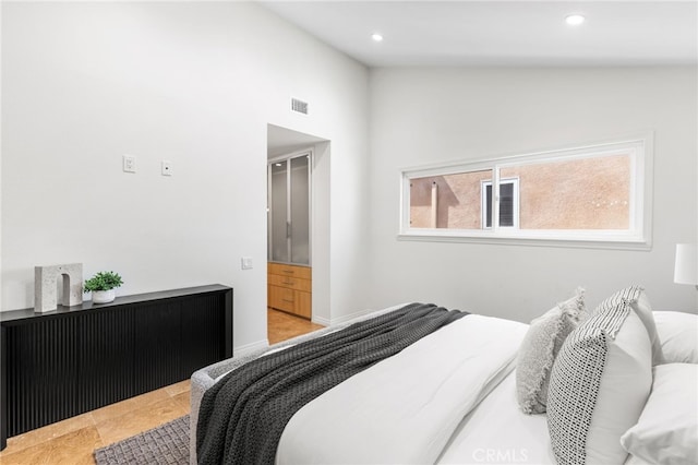 3012 W Oceanfront, Newport Beach, CA 92663 - bedroom featuring recessed lighting and vaulted ceiling