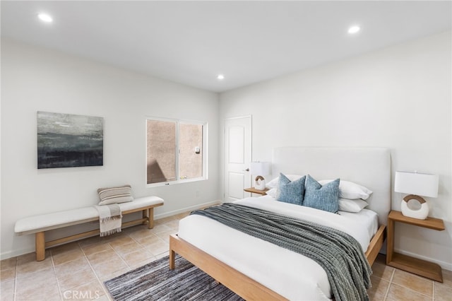 3012 W Oceanfront, Newport Beach, CA 92663 - bedroom featuring recessed lighting, baseboards, and light tile patterned flooring