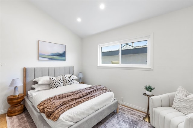3012 W Oceanfront, Newport Beach, CA 92663 - bedroom featuring baseboards, recessed lighting, and vaulted ceiling