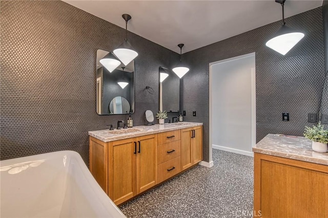 76010 Fairway Dr, Indian Wells, CA 92210 - full bath with a sink, baseboards, double vanity, and a soaking tub