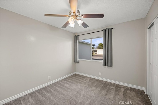 15021 Eureka St, Lake Elsinore, CA 92530 - unfurnished bedroom with a closet, carpet floors, baseboards, a textured ceiling, and a ceiling fan