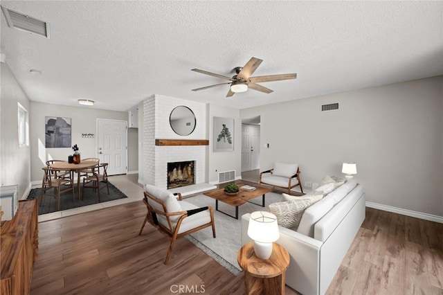 living area featuring wood finished floors and visible vents