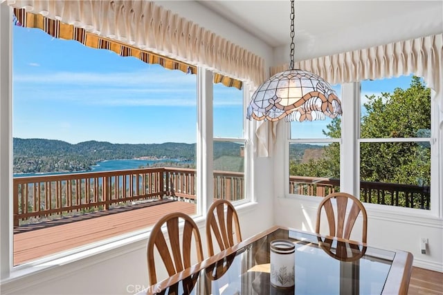 29083 Mammoth Dr, Lake Arrowhead, CA 92352 - sunroom featuring healthy amount of natural light and a water view