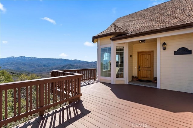 29083 Mammoth Dr, Lake Arrowhead, CA 92352 - wooden deck with a mountain view