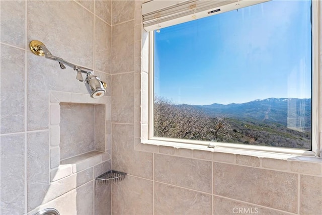 29083 Mammoth Dr, Lake Arrowhead, CA 92352 - full bath with tiled shower and a mountain view