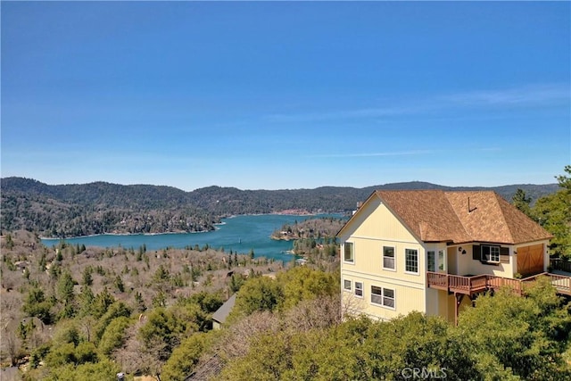 29083 Mammoth Dr, Lake Arrowhead, CA 92352 - water view with a heavily wooded area and mountains