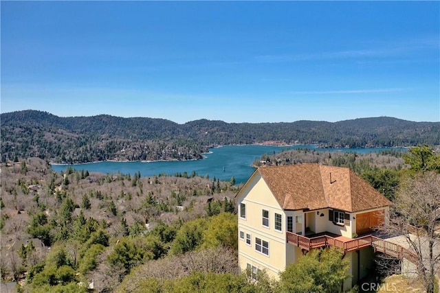 29083 Mammoth Dr, Lake Arrowhead, CA 92352 - aerial view of property and surrounding area with a water and mountain view