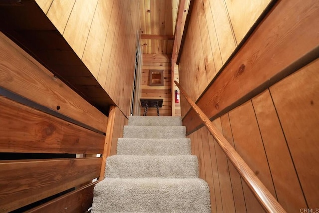 206 Cedar Ln, Sugarloaf, CA 92386 - staircase with wood walls