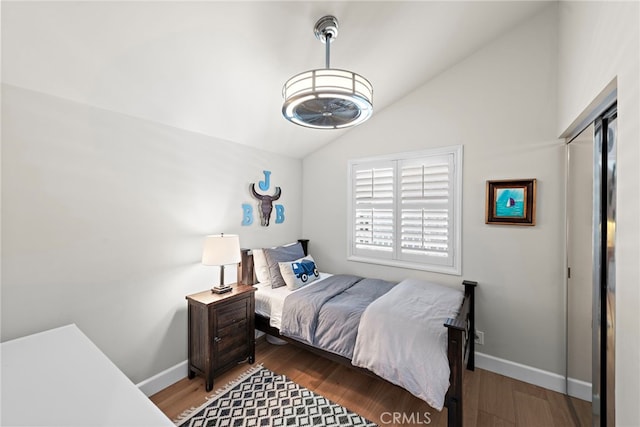361 Cress St, Laguna Beach, CA 92651 - bedroom featuring lofted ceiling, baseboards, and wood finished floors