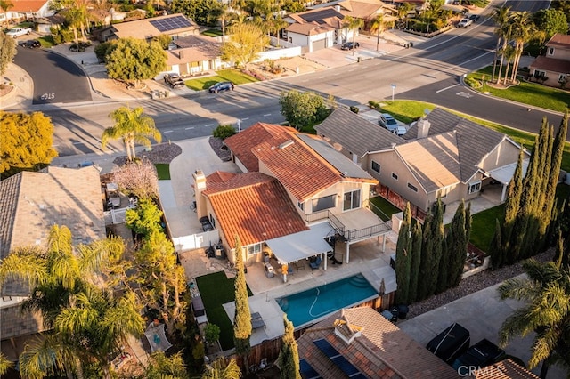 drone / aerial view with a residential view