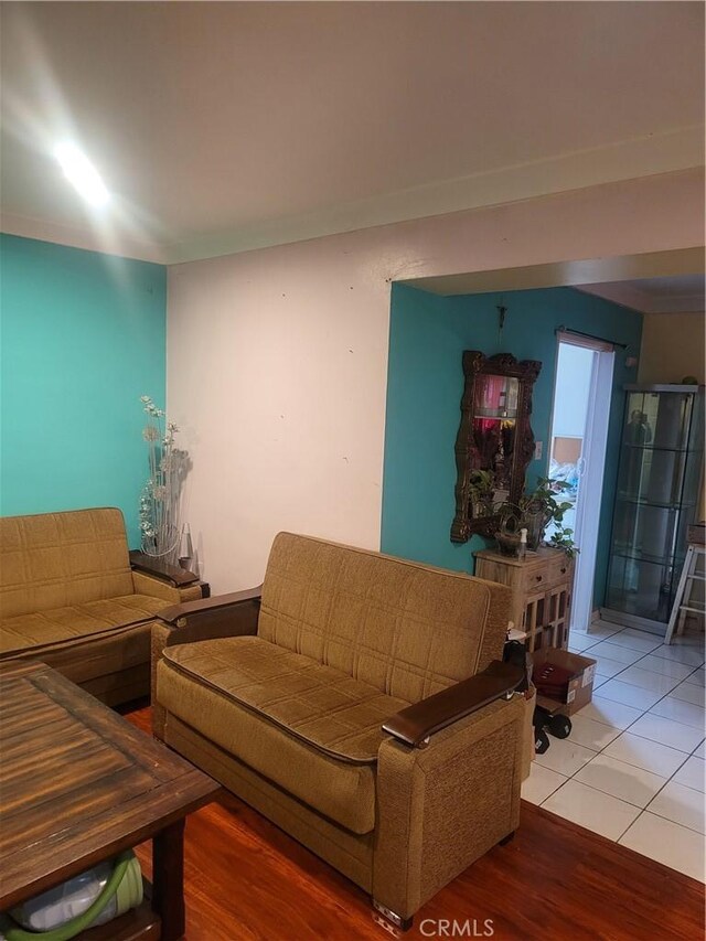 living area with light wood-type flooring