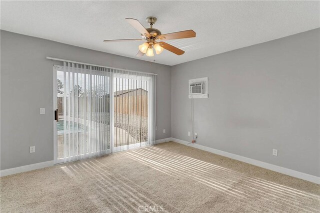 13206 Winona Rd, Apple Valley, CA 92308 - empty room featuring a textured ceiling, ceiling fan, baseboards, and carpet floors