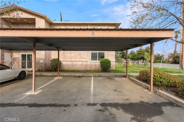 view of covered parking lot