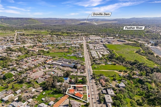 aerial view featuring a mountain view