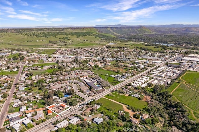 drone / aerial view with a mountain view