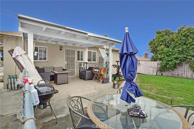 13031305 E Kingsley Ave, Pomona, CA 91767 - view of patio / terrace with outdoor dining space, fence, and an outdoor hangout area