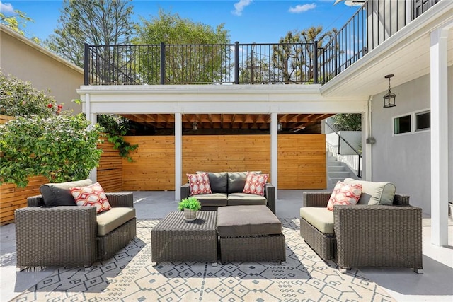 334 Anita Dr, Pasadena, CA 91105 - view of patio / terrace with outdoor lounge area and stairway