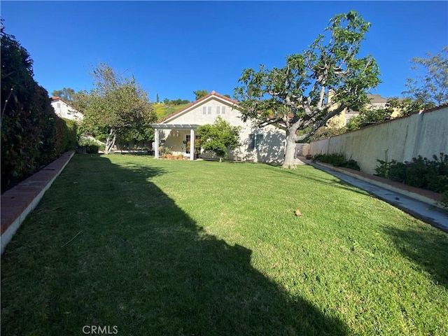 view of yard featuring a fenced backyard