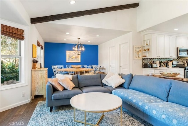 2605 Fryers Way, Mount Shasta, CA 96067 - living area with dark wood-style flooring, a chandelier, and recessed lighting