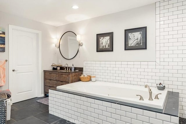 2605 Fryers Way, Mount Shasta, CA 96067 - bathroom featuring vanity, a garden tub, and recessed lighting