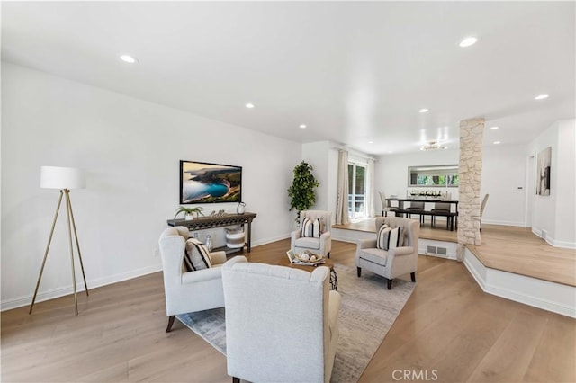 950 S Spring Meadow Dr, West Covina, CA 91791 - living room with light wood-style flooring, recessed lighting, and baseboards