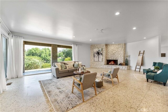 950 S Spring Meadow Dr, West Covina, CA 91791 - living room featuring a fireplace and recessed lighting