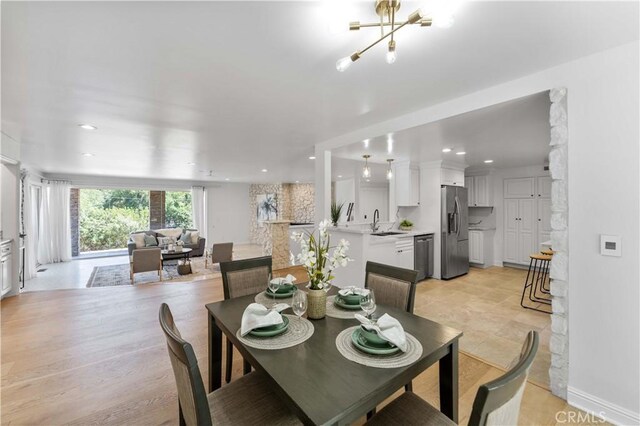 950 S Spring Meadow Dr, West Covina, CA 91791 - dining space featuring a chandelier and recessed lighting