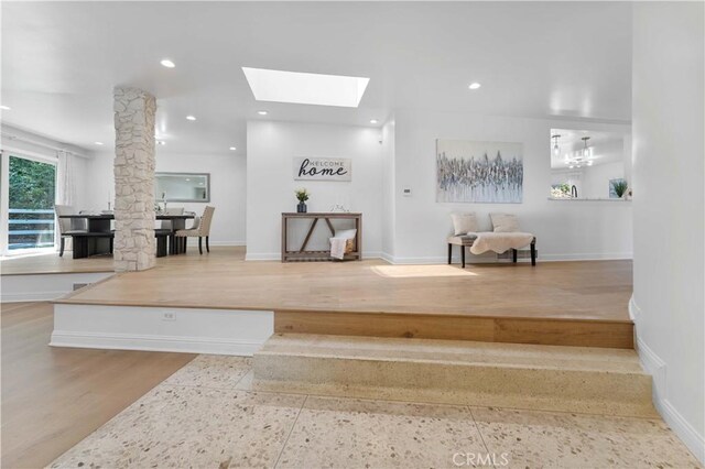 950 S Spring Meadow Dr, West Covina, CA 91791 - welcome area with decorative columns, recessed lighting, and a skylight