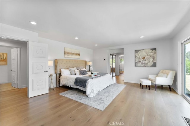950 S Spring Meadow Dr, West Covina, CA 91791 - bedroom with access to outside, light wood-style floors, and recessed lighting