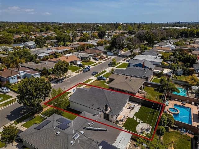 aerial view with a residential view