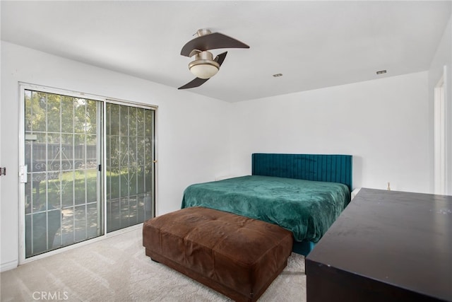 27304 Mystical Springs Dr, Corona, CA 92883 - carpeted bedroom with access to outside and a ceiling fan