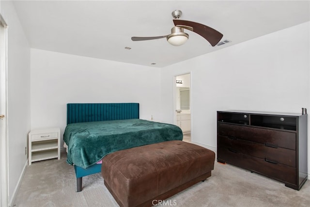 27304 Mystical Springs Dr, Corona, CA 92883 - bedroom featuring carpet floors, ensuite bathroom, baseboards, and ceiling fan