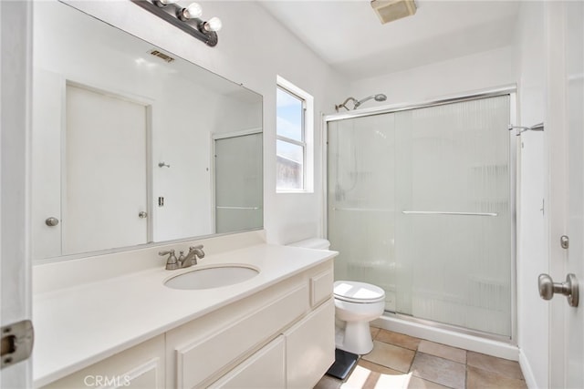 27304 Mystical Springs Dr, Corona, CA 92883 - bathroom with vanity, a shower stall, and toilet