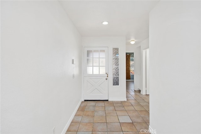 27304 Mystical Springs Dr, Corona, CA 92883 - entryway with light tile patterned flooring, baseboards, and recessed lighting
