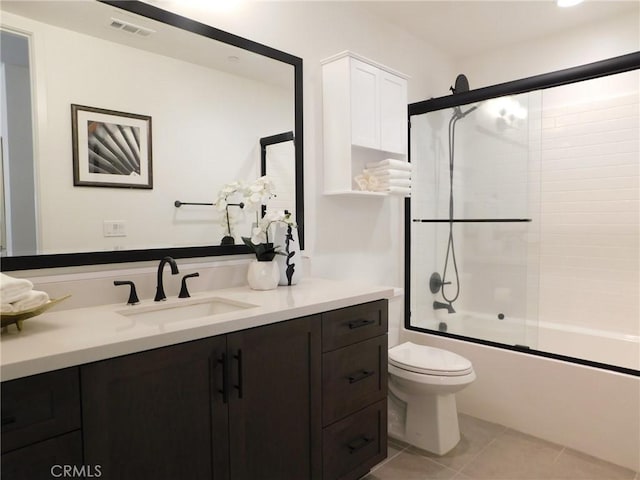 772 Francesca Dr, Walnut, CA 91789 - bathroom with vanity, tile patterned flooring, toilet, and shower / bath combination with glass door