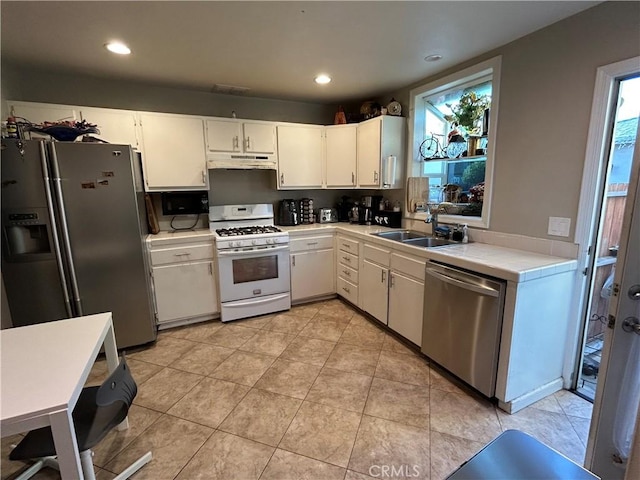 14615 Wyandotte St, Van Nuys, CA 91405 - kitchen featuring stainless steel appliances, under cabinet range hood, light countertops, and a sink