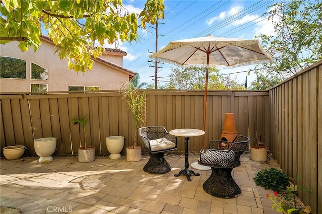 view of patio with a fenced backyard