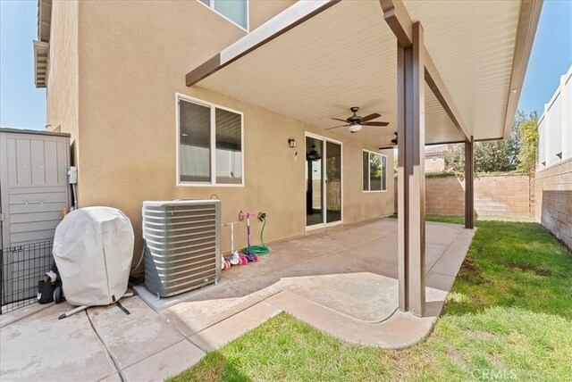 10969 Elkwood Cir, Riverside, CA 92503 - view of patio / terrace featuring central AC unit and a ceiling fan