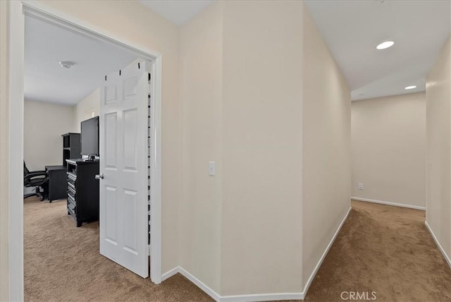 10969 Elkwood Cir, Riverside, CA 92503 - hallway featuring carpet floors, baseboards, and recessed lighting
