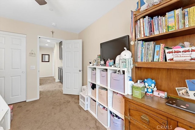 10969 Elkwood Cir, Riverside, CA 92503 - office area featuring light carpet and ceiling fan