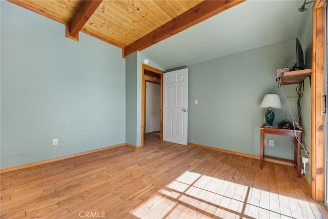 14521 Voltaire Dr, Pine Mountain Club, CA 93222 - unfurnished bedroom featuring hardwood / wood-style flooring, baseboards, and wooden ceiling