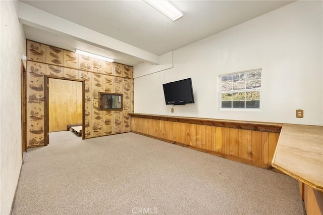 14521 Voltaire Dr, Pine Mountain Club, CA 93222 - unfurnished living room with carpet floors and wood walls