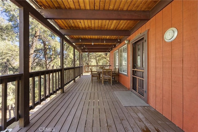 14521 Voltaire Dr, Pine Mountain Club, CA 93222 - wooden terrace featuring outdoor dining space