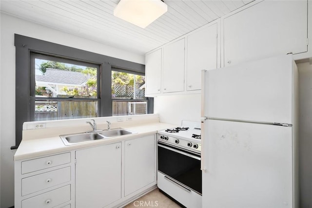 1811 Chorro St, San Luis Obispo, CA 93401 - kitchen with a sink, light countertops, white cabinetry, and white appliances