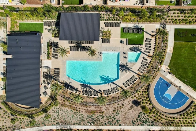 16540 Wyndham Ln Unit 10, Fontana, CA 92336 - drone / aerial view of a pool