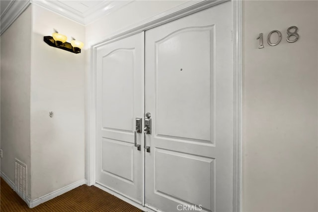 5224 Zelzah Ave Unit 108, Encino, CA 91316 - interior space with baseboards, dark carpet, visible vents, and crown molding