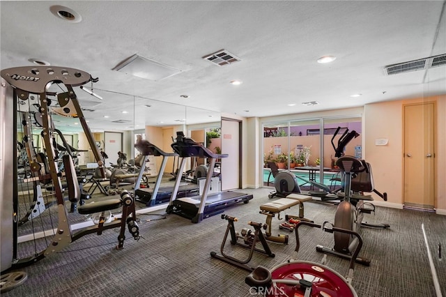 5224 Zelzah Ave Unit 108, Encino, CA 91316 - exercise room featuring carpet flooring, visible vents, and recessed lighting