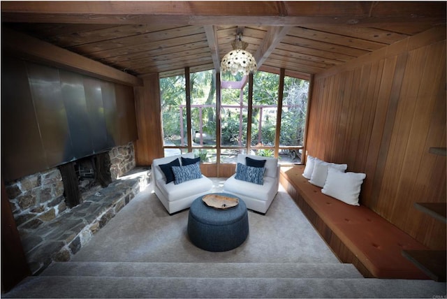 sunroom / solarium with beam ceiling