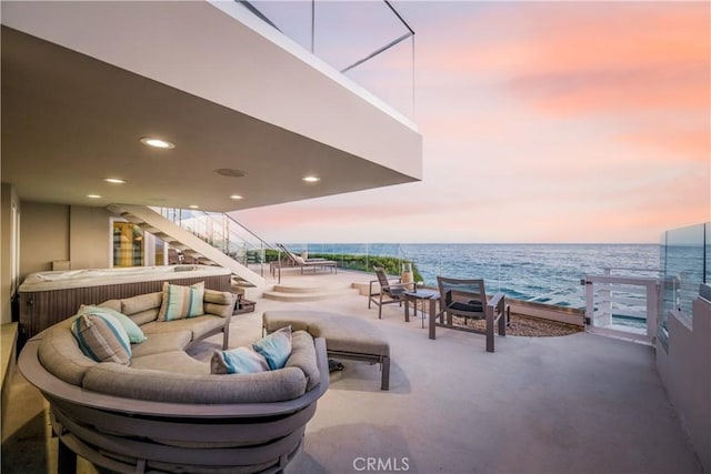 31091 Coast Hwy, Laguna Beach, CA 92651 - view of patio featuring a water view and outdoor lounge area