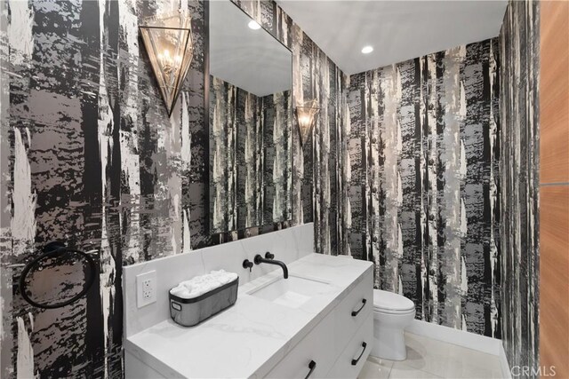 4739 Ventura Canyon Ave, Sherman Oaks, CA 91423 - bathroom featuring toilet, recessed lighting, and vanity